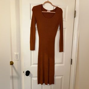 Pink lily rust colored ribbed sweater dress